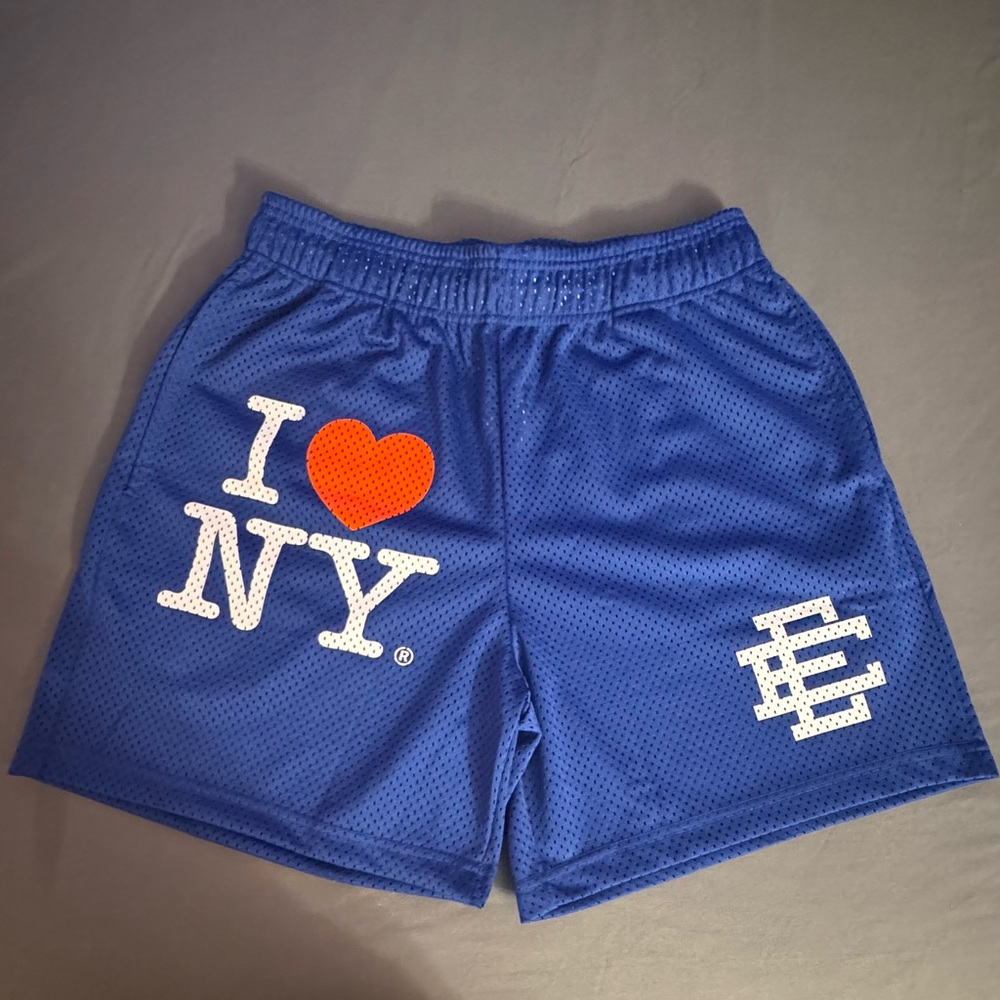 Eric Emanuel Blue 'I Love NY' Athletic Shorts